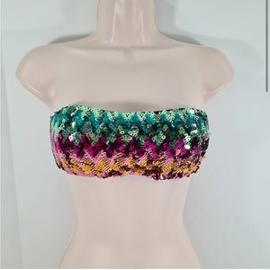 Victoria's Secret Multicolor Sequin Bikini Bandeau Top Size S